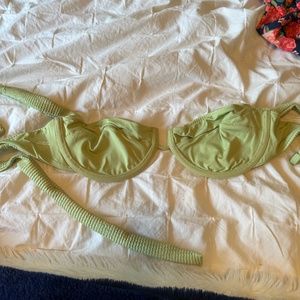 Cala Roja olive green crinkle Monday swimwear top